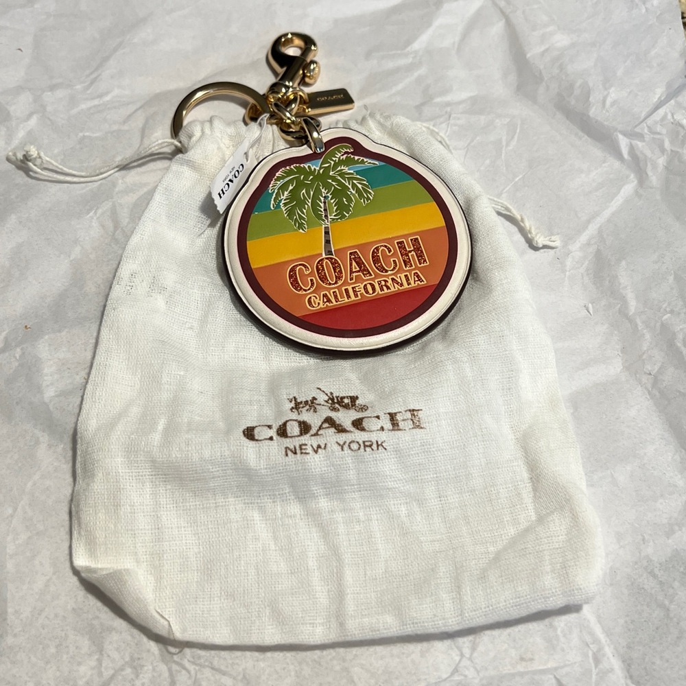 Coach California Palm Tree Keychain with Gold Accents. NEW!